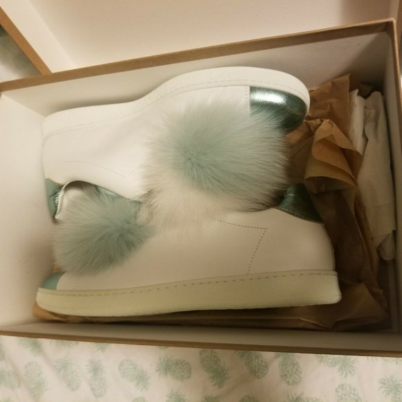 Joshua*s Women Gomma Leather Fox Fur Sneakers $607 - Picture 5 of 11